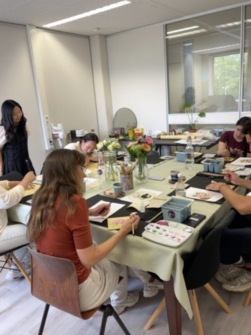 Group Minhwa painting session at Art Studio Gong