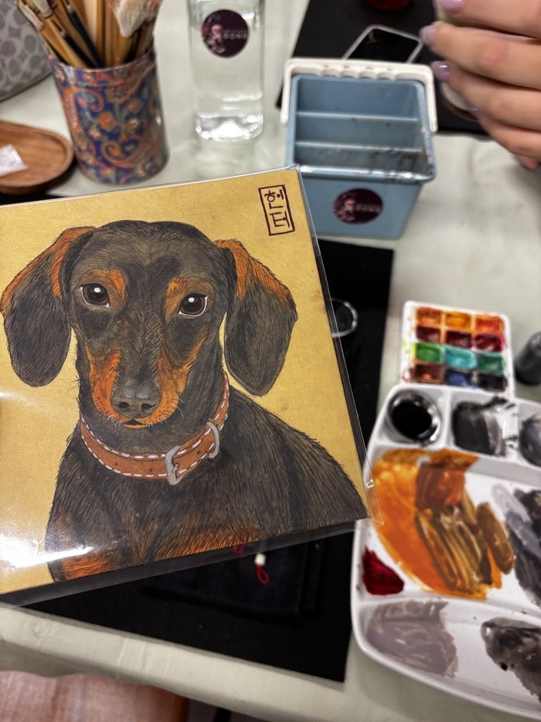 Finished pet portrait Minhwa painting